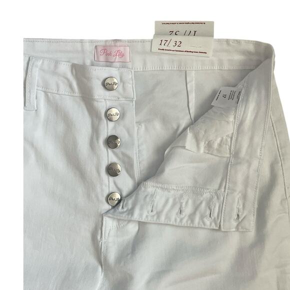 Pink Lily‎ Plus Button Fly Bright White Super Flare Stretchy Pants Size 17 - Picture 6 of 9